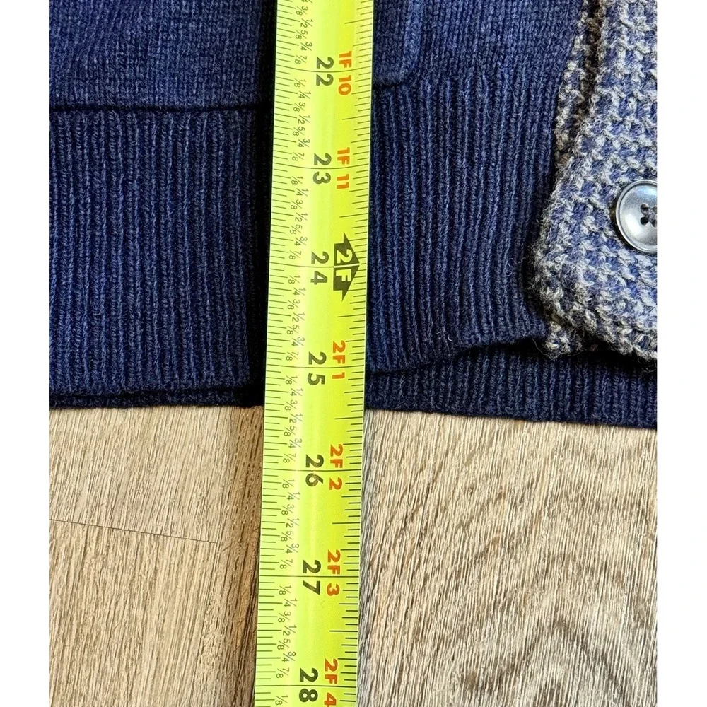 J. Crew Mens Shawl Collar‎ Cardigan Sweater Elbow Patch Knit Blue Medium